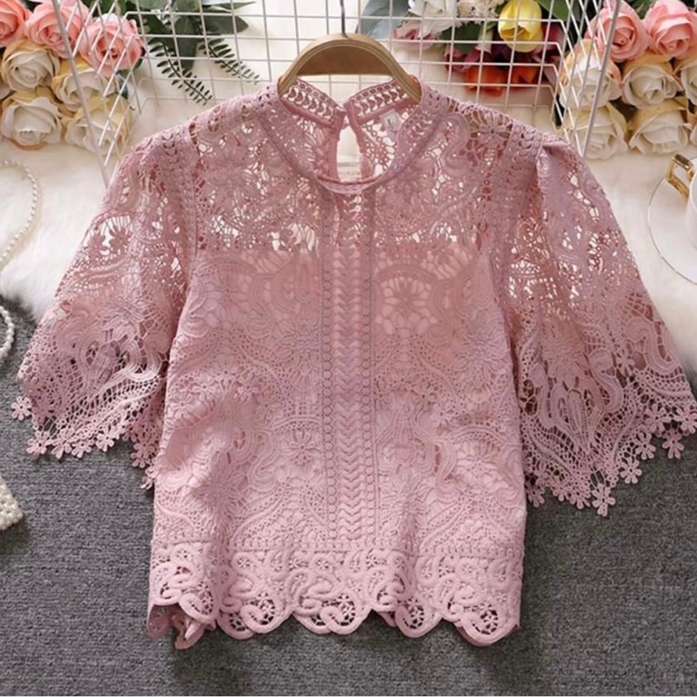 Lace crochet cotton blouse